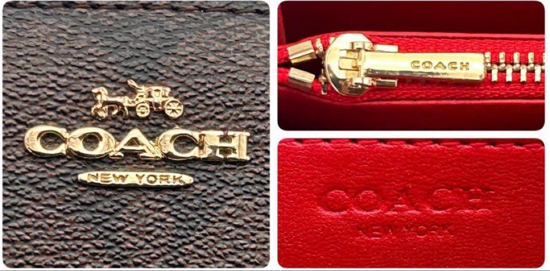 COACH 長財布ブラウン/レッド新品