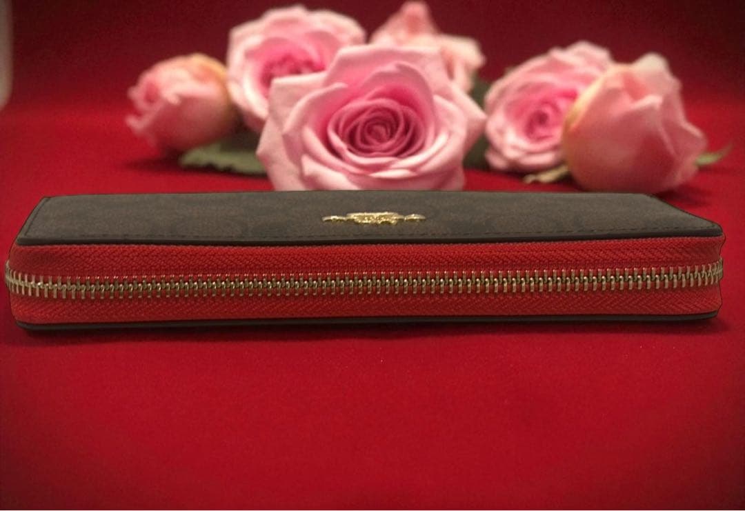 COACH 長財布ブラウン/レッド新品