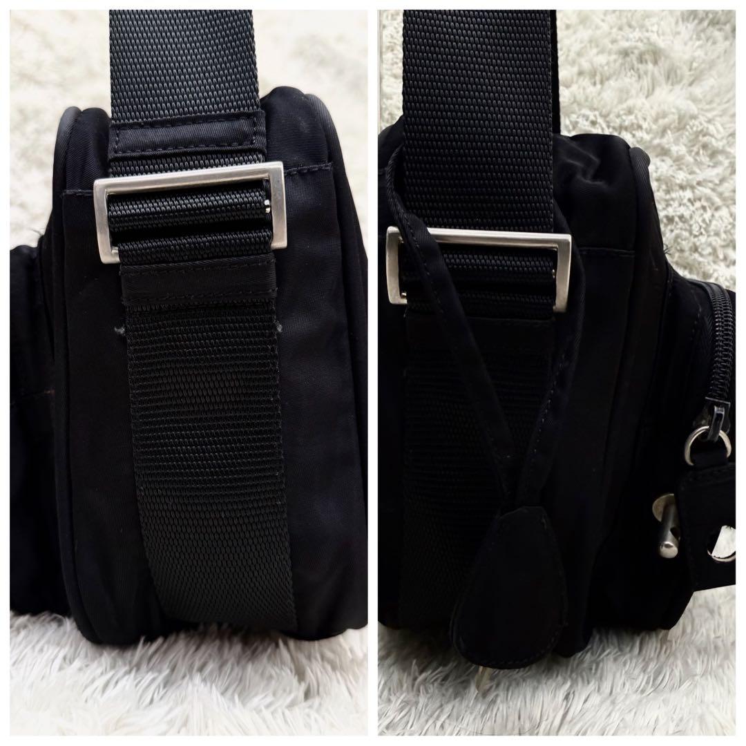 PRADAプラダ 三角ロゴ ショルダーバッグ テスート 黒 クロシエット