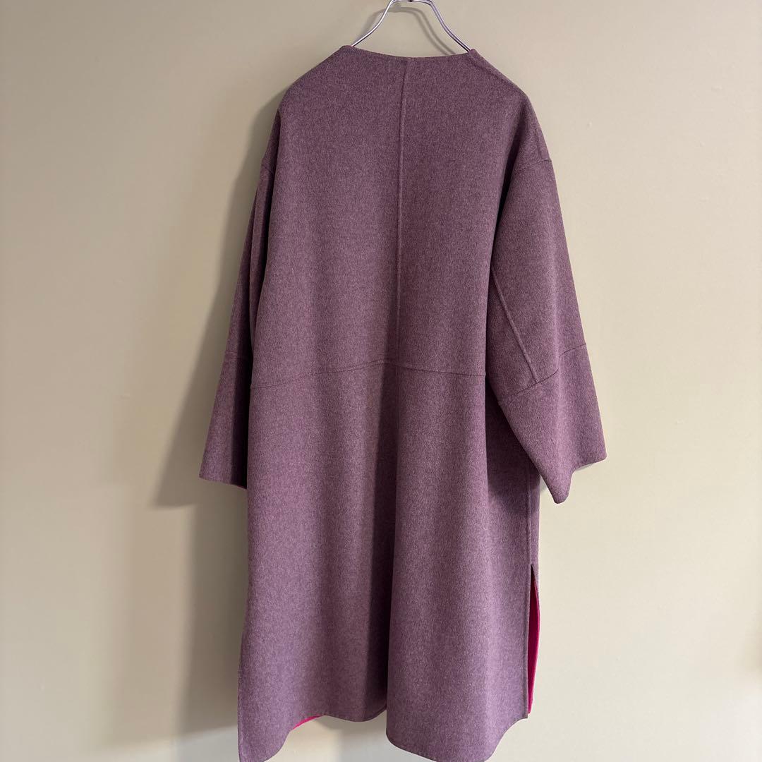 SIMPLICITE ピンク ブラウン　ロングコート リバーシブル　F