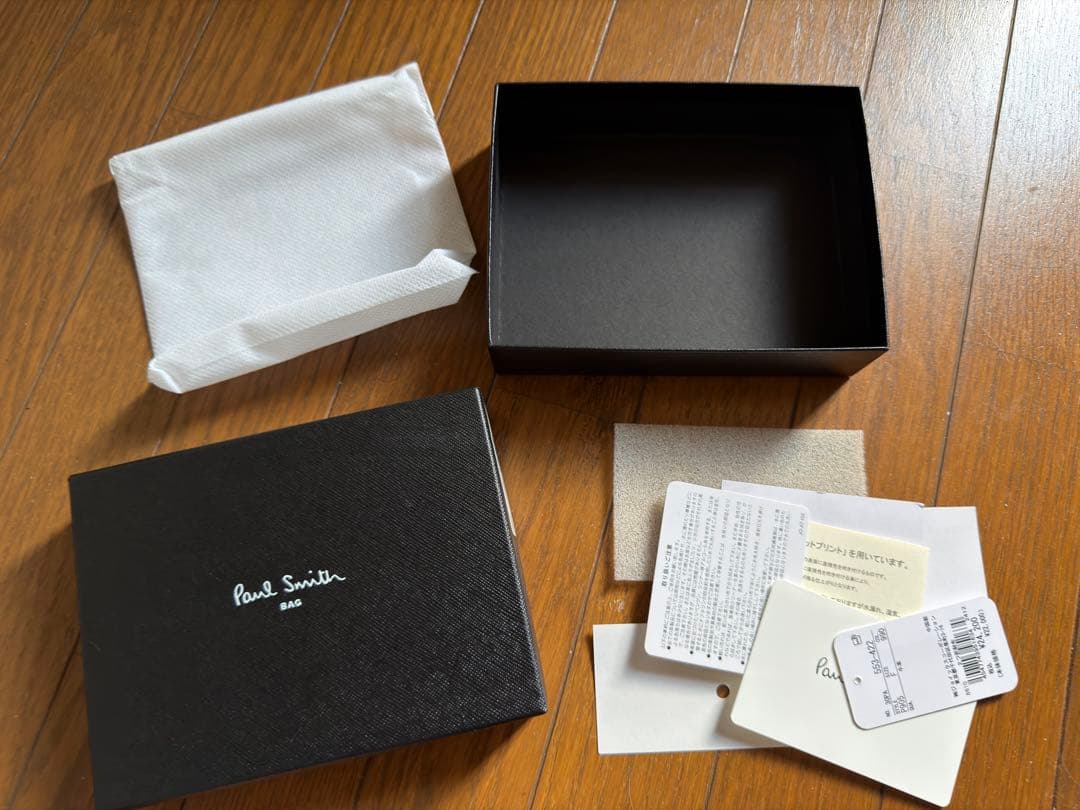 [もも]ポールスミス　二つ折り財布　マーケトリーブライトストライプラビット