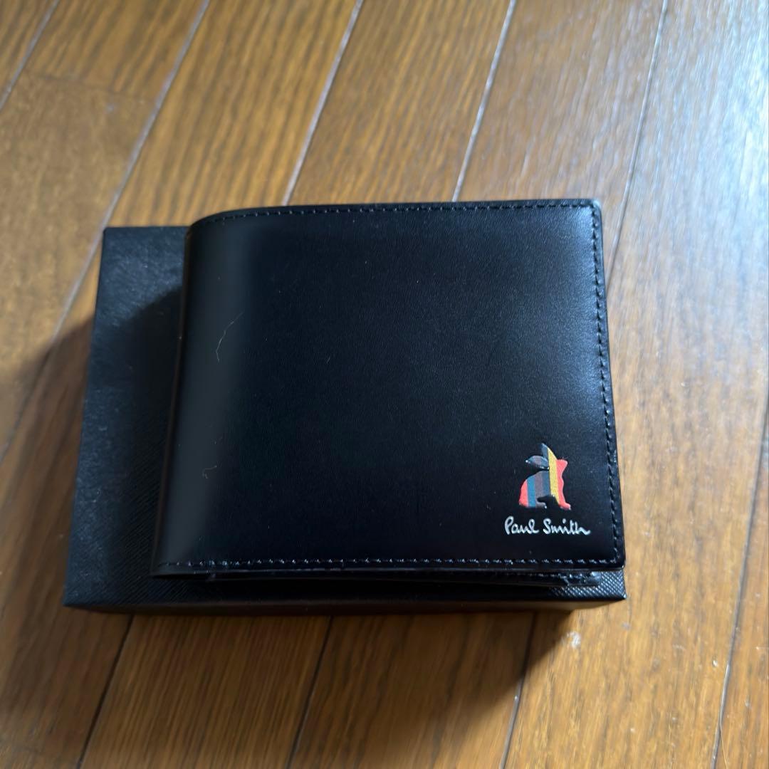[もも]ポールスミス　二つ折り財布　マーケトリーブライトストライプラビット
