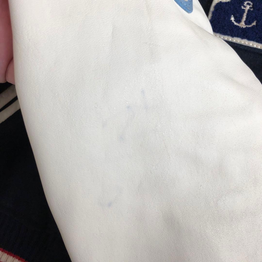 BLUEBLUEブルーブルースタジャン　レザーウールネイビー紺色聖林公司HRM