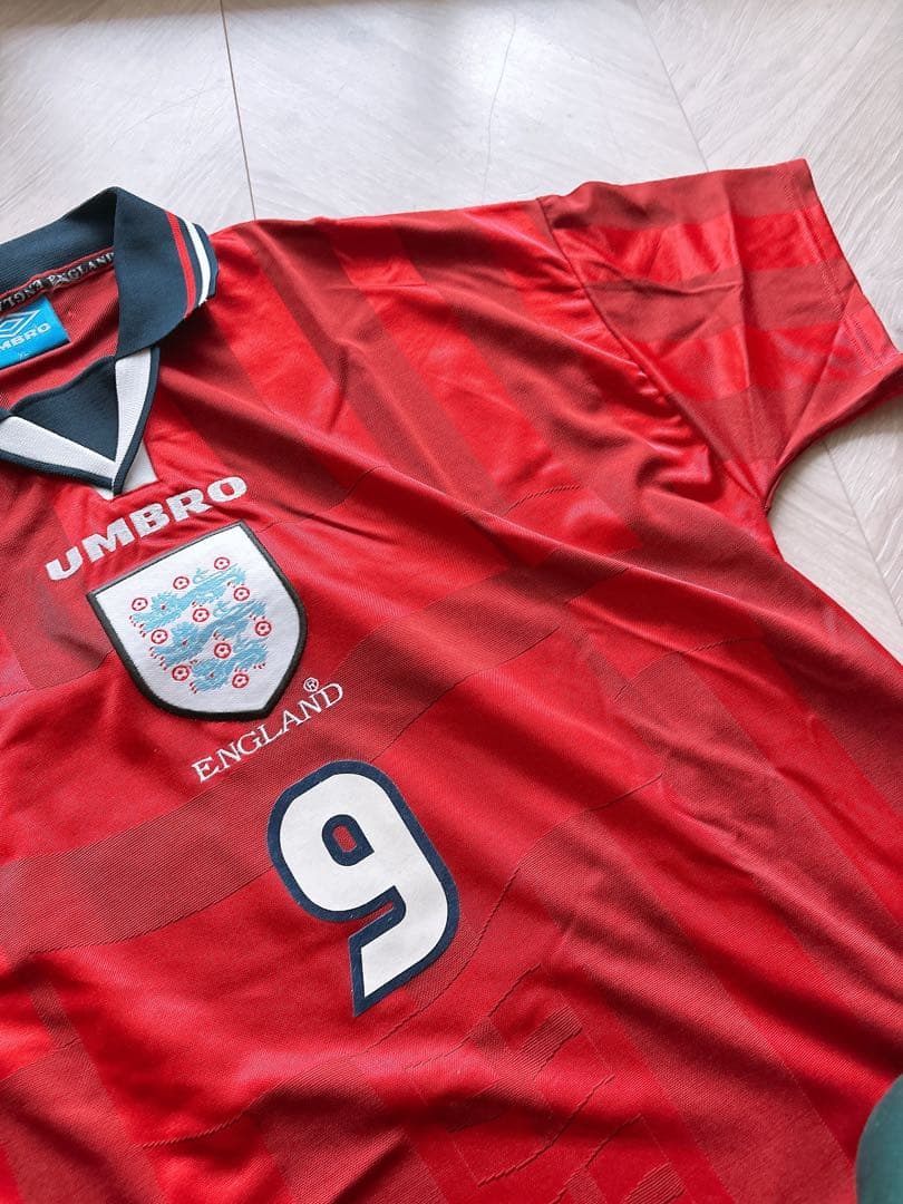 UMBRO イングランド代表アウェイユニフォーム 赤 ストライプ 襟付き 90'