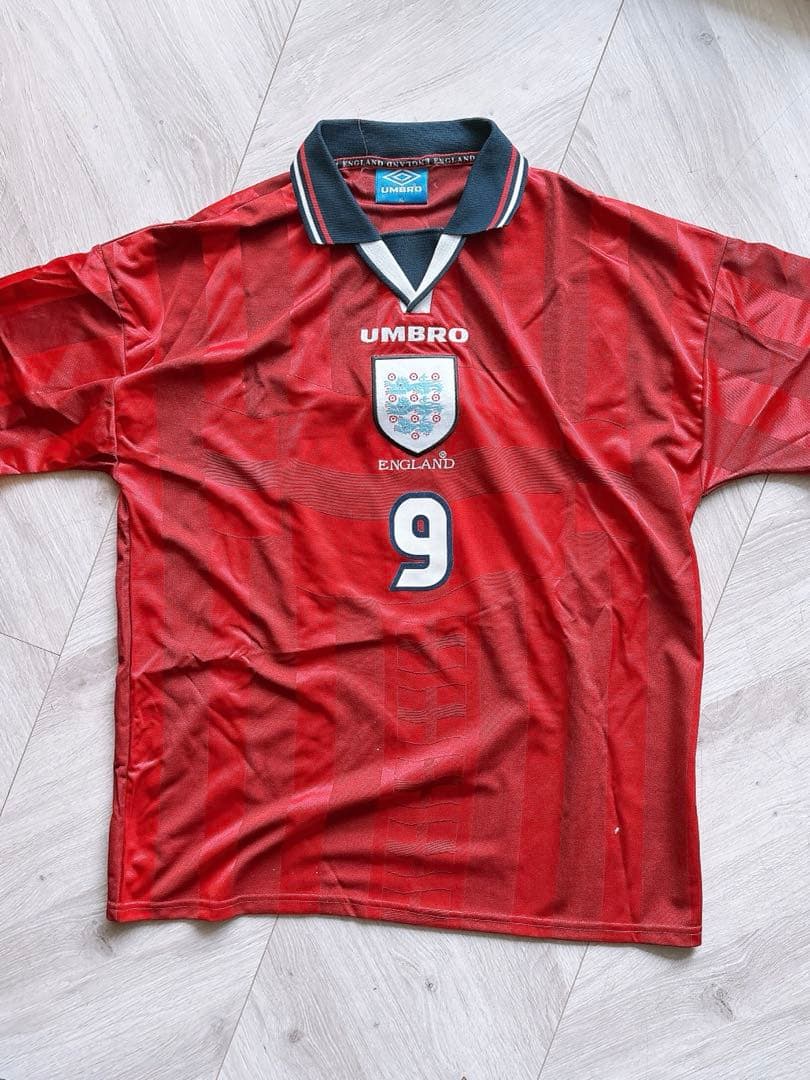 UMBRO イングランド代表アウェイユニフォーム 赤 ストライプ 襟付き 90'
