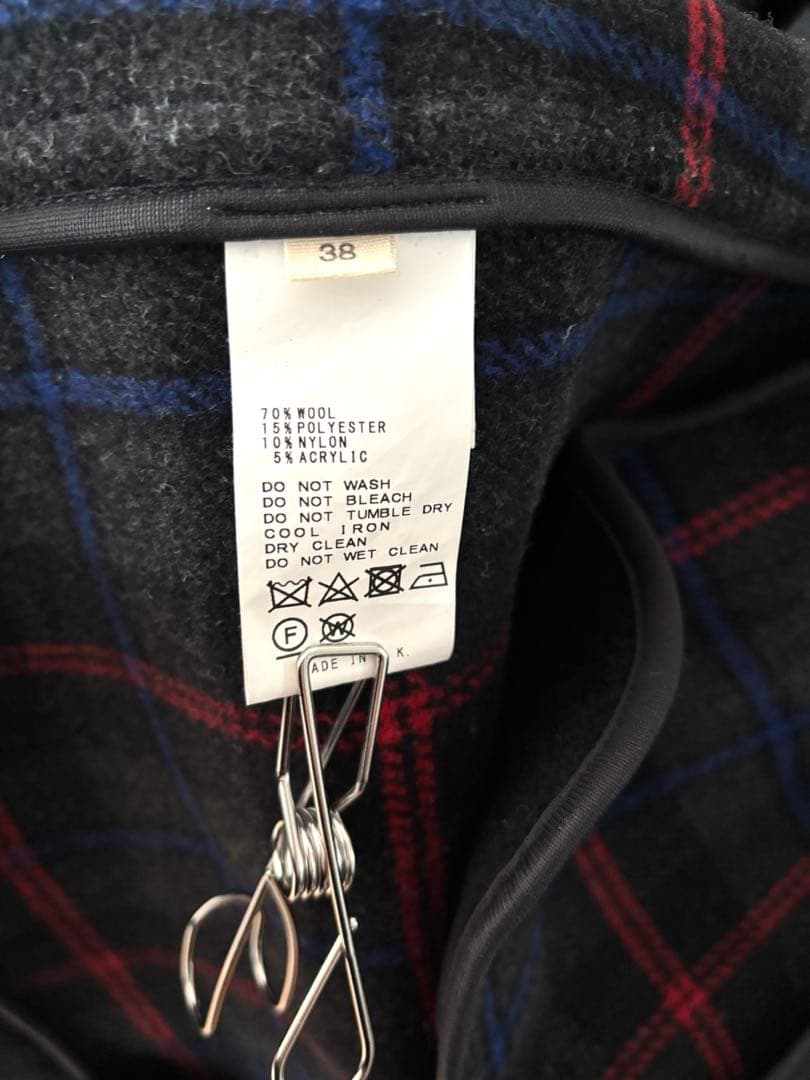 ロンドントラディション　ノーカラーウールコート　黒✖️チェック　再お値下げ