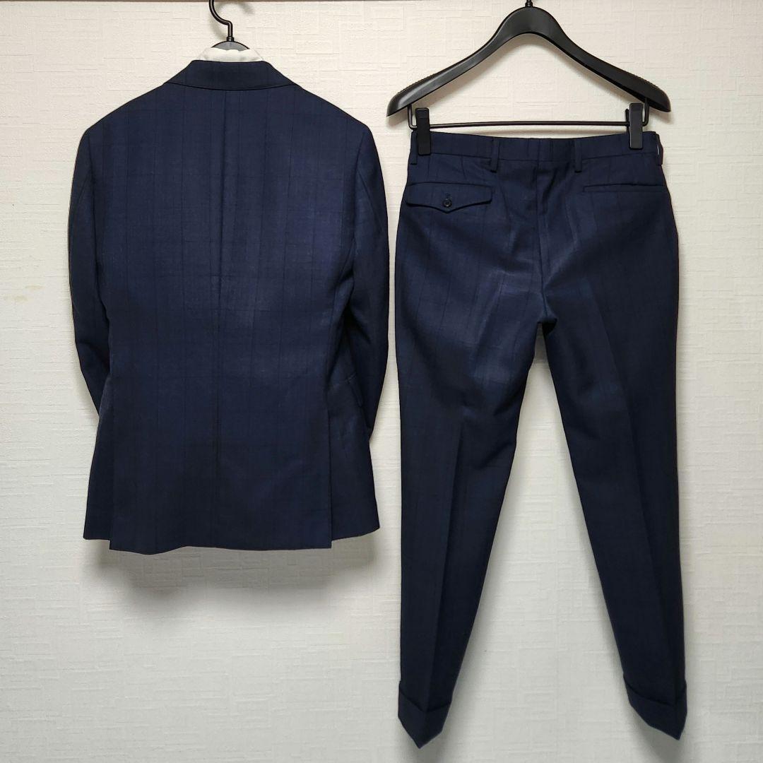 オリヒカ　メンズスーツ　スリーピース　セットアップ　濃紺ブルー　チェック