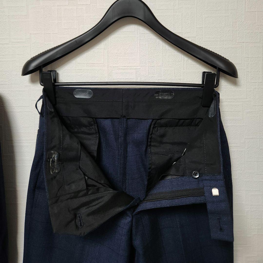 オリヒカ　メンズスーツ　スリーピース　セットアップ　濃紺ブルー　チェック