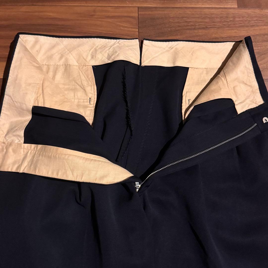 50s レーヨンギャバジンスラックス　レーヨンウール　紺