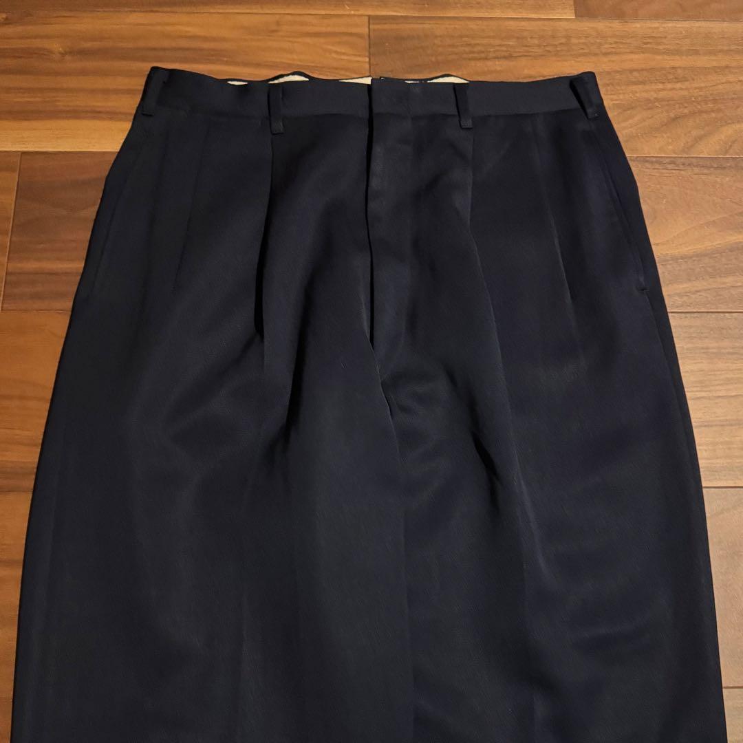 50s レーヨンギャバジンスラックス　レーヨンウール　紺