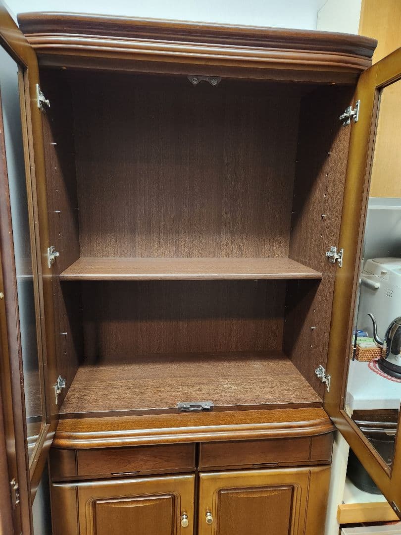 ※12/7まで【レトロ品】食器棚　キャビネット　アンティーク　ガラス扉付