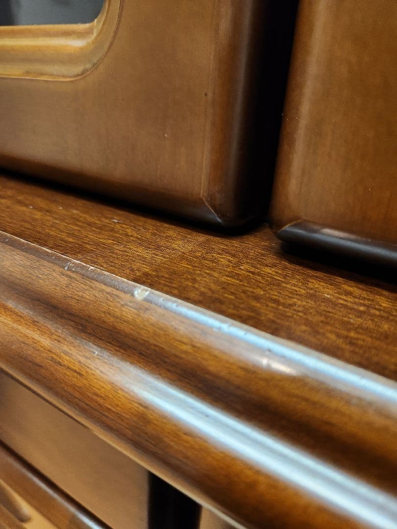 ※12/7まで【レトロ品】食器棚　キャビネット　アンティーク　ガラス扉付