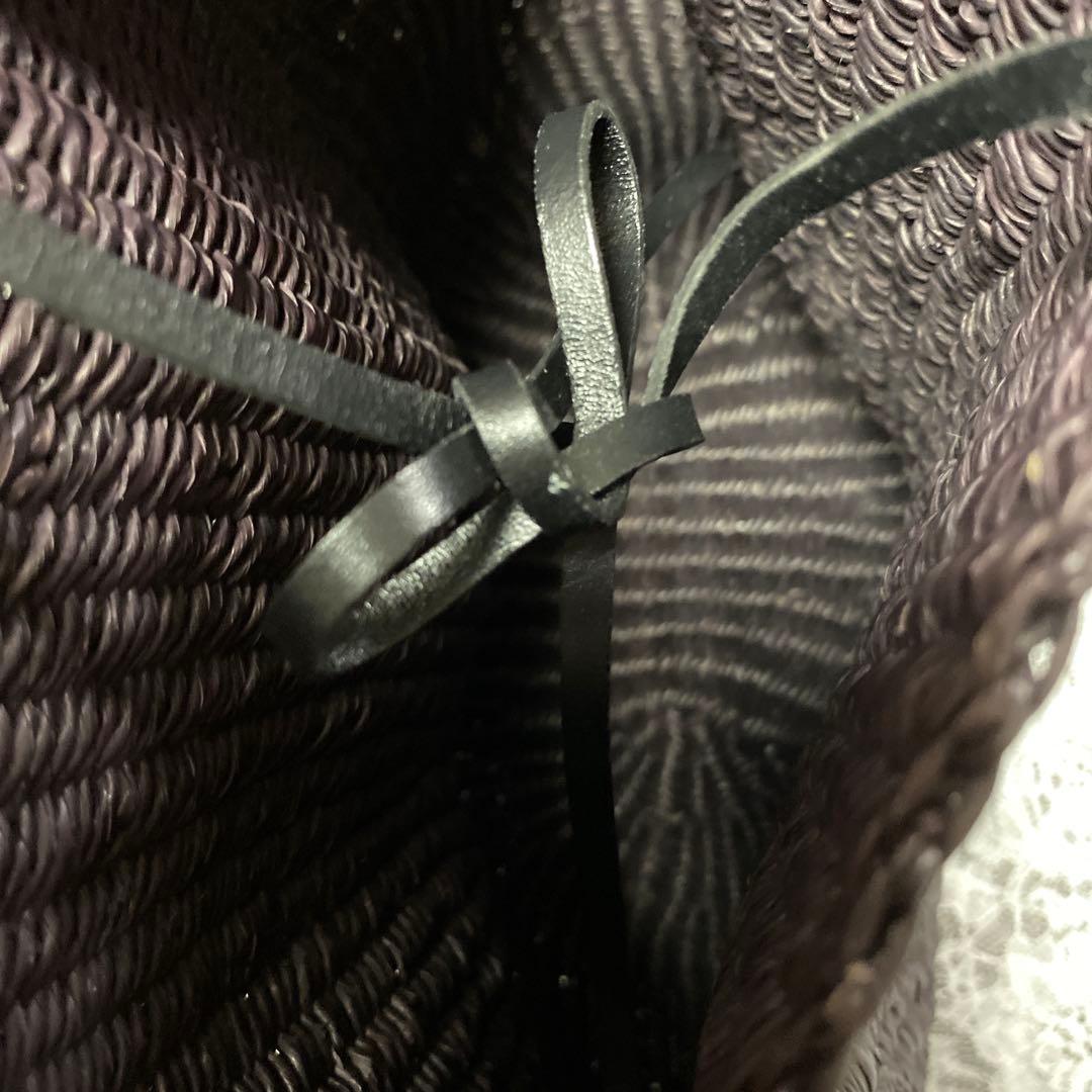 ロエベシェル編み込みデザインかごバッグ