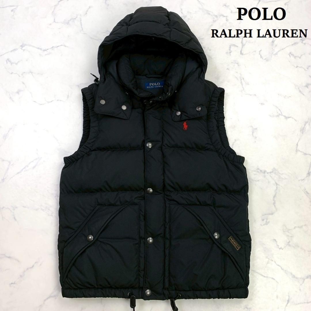 ポロラルフローレン ダウンベスト 2way ポニー刺繍 ブラック S　D956