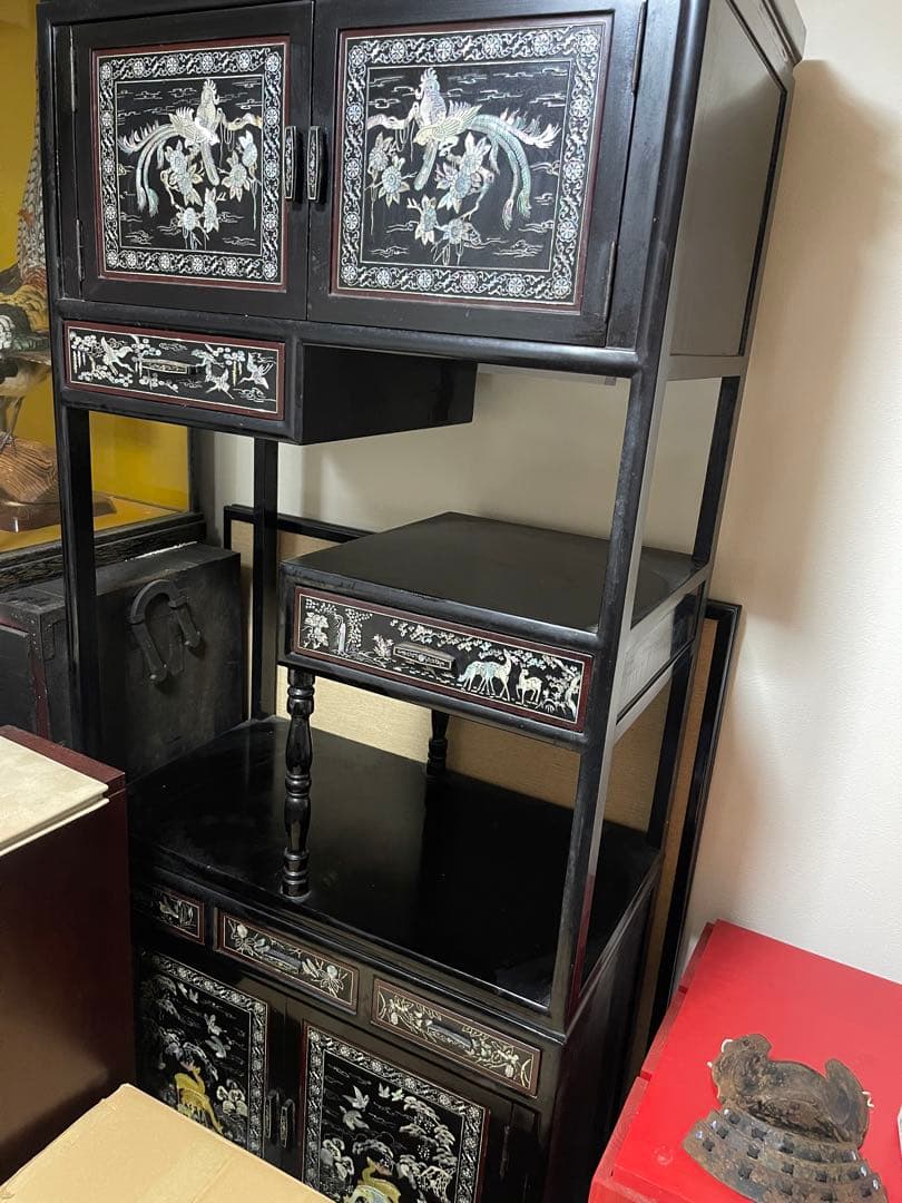 高級螺鈿家具‼️机、棚の二点‼️激安破格出品‼️最安値‼️大型につき引取り推奨、希望‼️