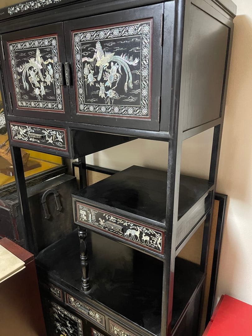 高級螺鈿家具‼️机、棚の二点‼️激安破格出品‼️最安値‼️大型につき引取り推奨、希望‼️