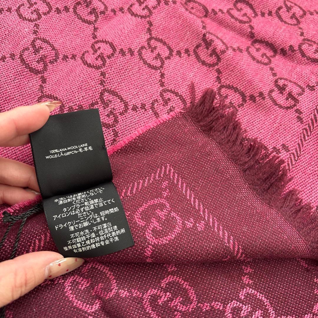 GUCCI GGロゴ柄 マフラー ストール ピンク