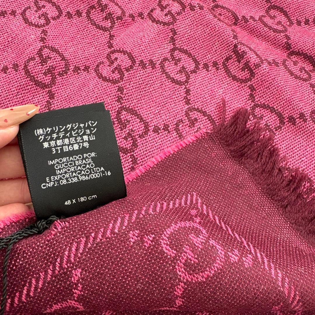 GUCCI GGロゴ柄 マフラー ストール ピンク