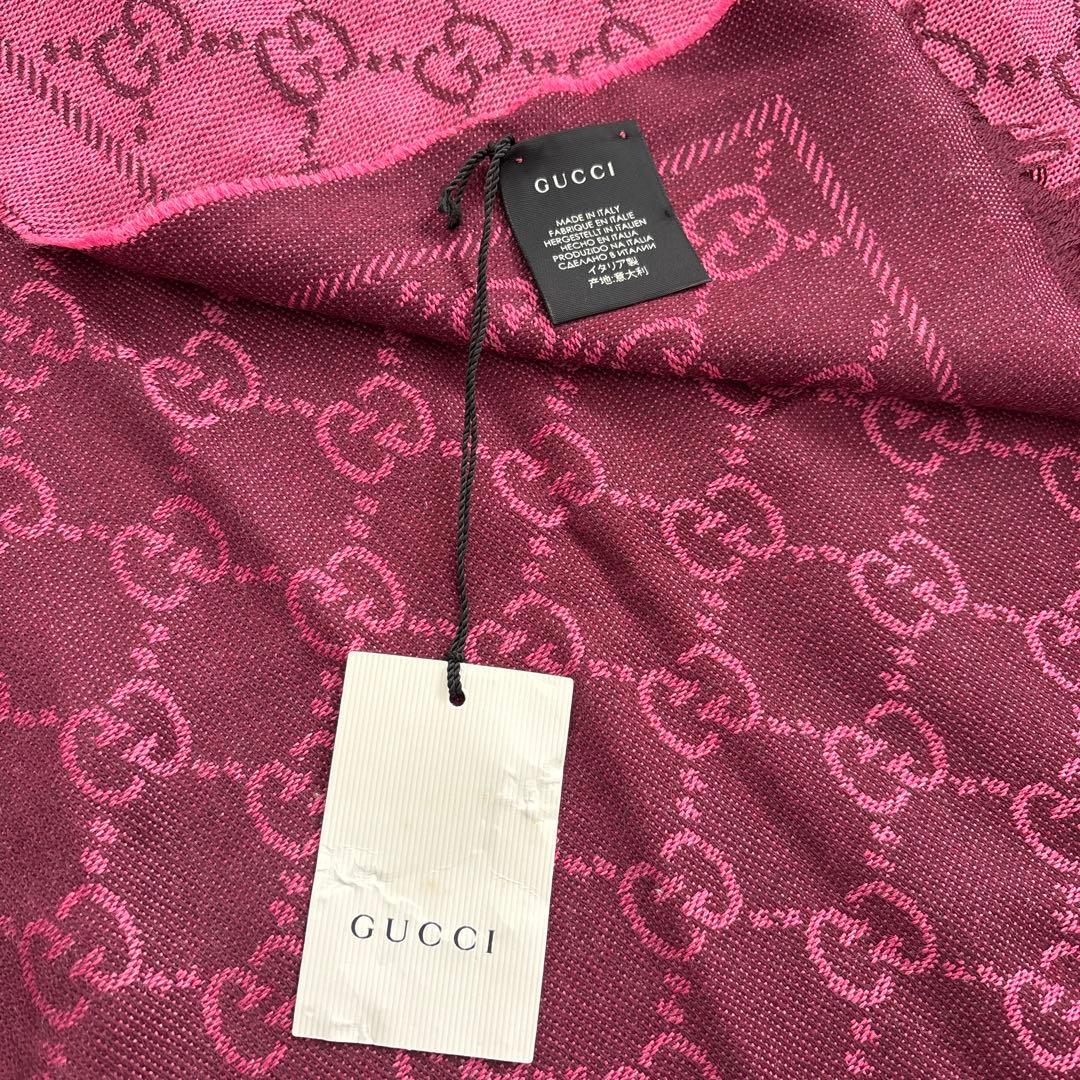GUCCI GGロゴ柄 マフラー ストール ピンク