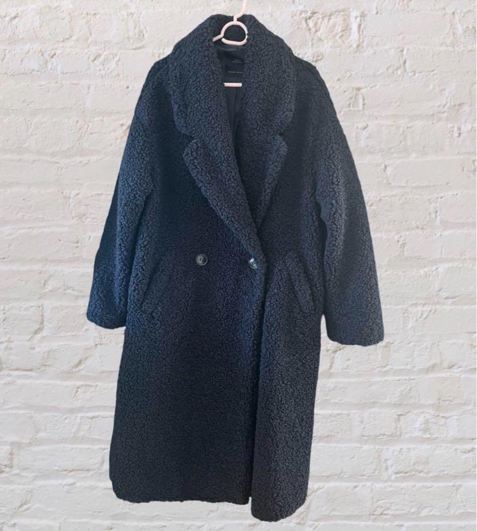 ZARAマックスマーラ激似ブルー ブラックボア チェスターコート