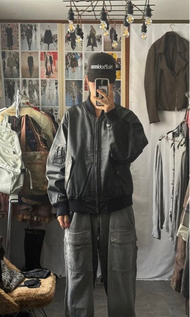 【80s-00s】Leather MA-1 Jacket