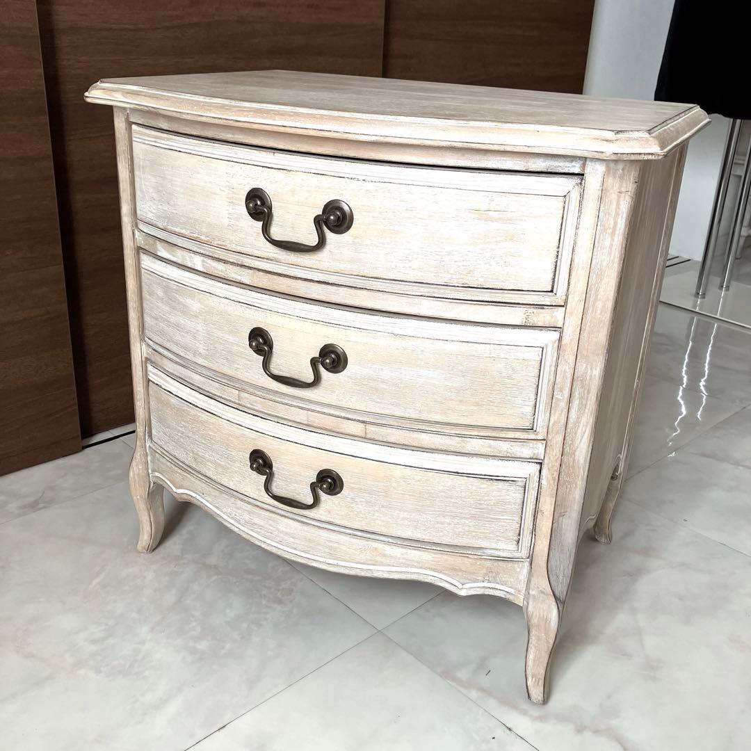 木製 3段 チェスト シャビーシック