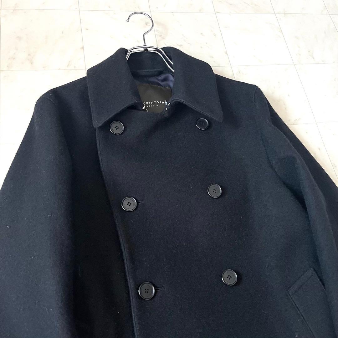 美品✨マッキントッシュロンドン ウール ピーコート ベルト ネイビー 38