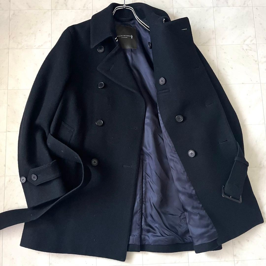 美品✨マッキントッシュロンドン ウール ピーコート ベルト ネイビー 38