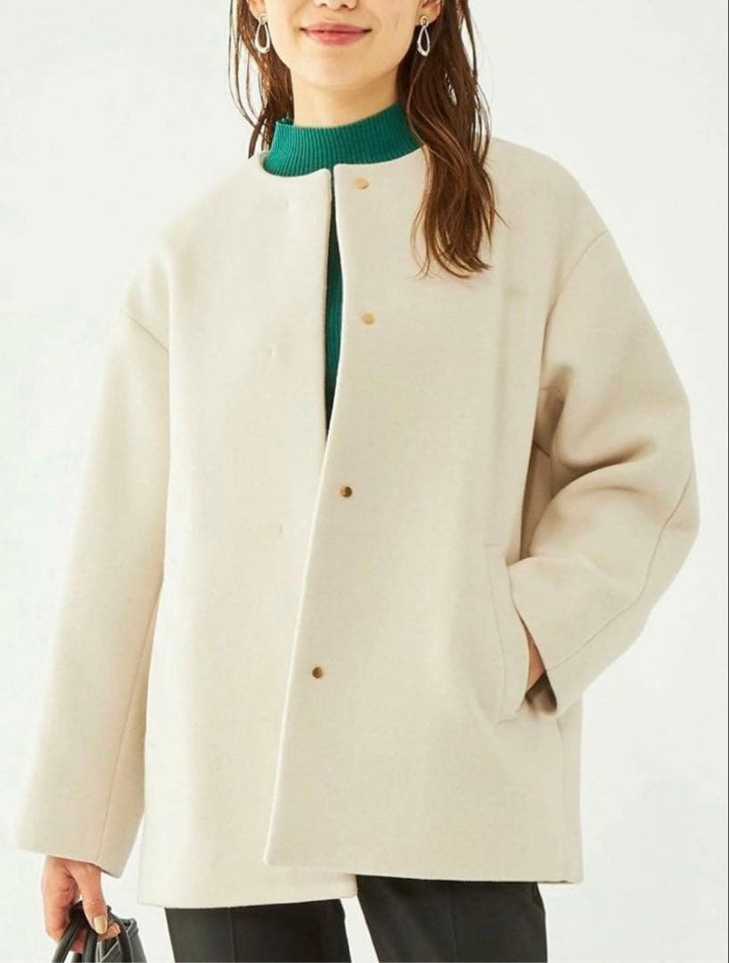 グリーンレーベルリラクシング　セントデールウールノーカラーミドルコート　S