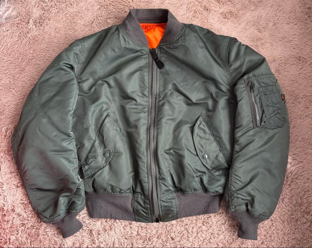 alpha ma-1 グリーン　リバーシブル　Lサイズ