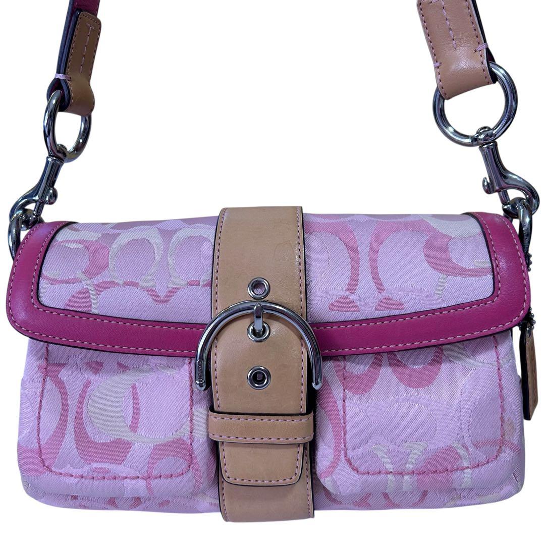 COACH ソーホー ショルダーバッグ シグネチャー キャンバス レザー 斜め掛