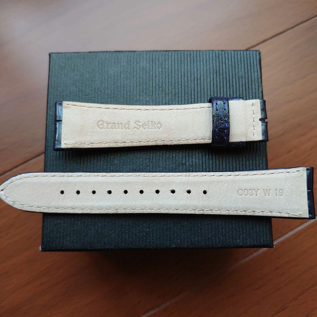グランドセイコー 純正革ベルト 19mm クロコダイル ネイビー 竹符 超美品