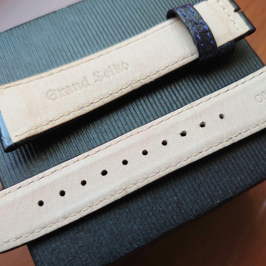 グランドセイコー 純正革ベルト 19mm クロコダイル ネイビー 竹符 超美品