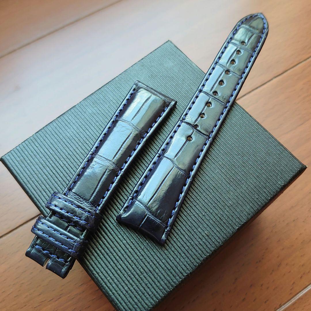 グランドセイコー 純正革ベルト 19mm クロコダイル ネイビー 竹符 超美品