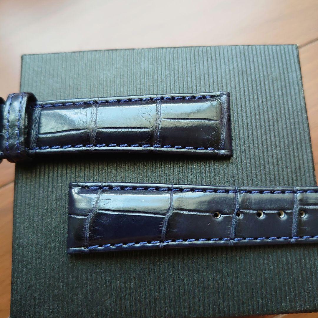 グランドセイコー 純正革ベルト 19mm クロコダイル ネイビー 竹符 超美品