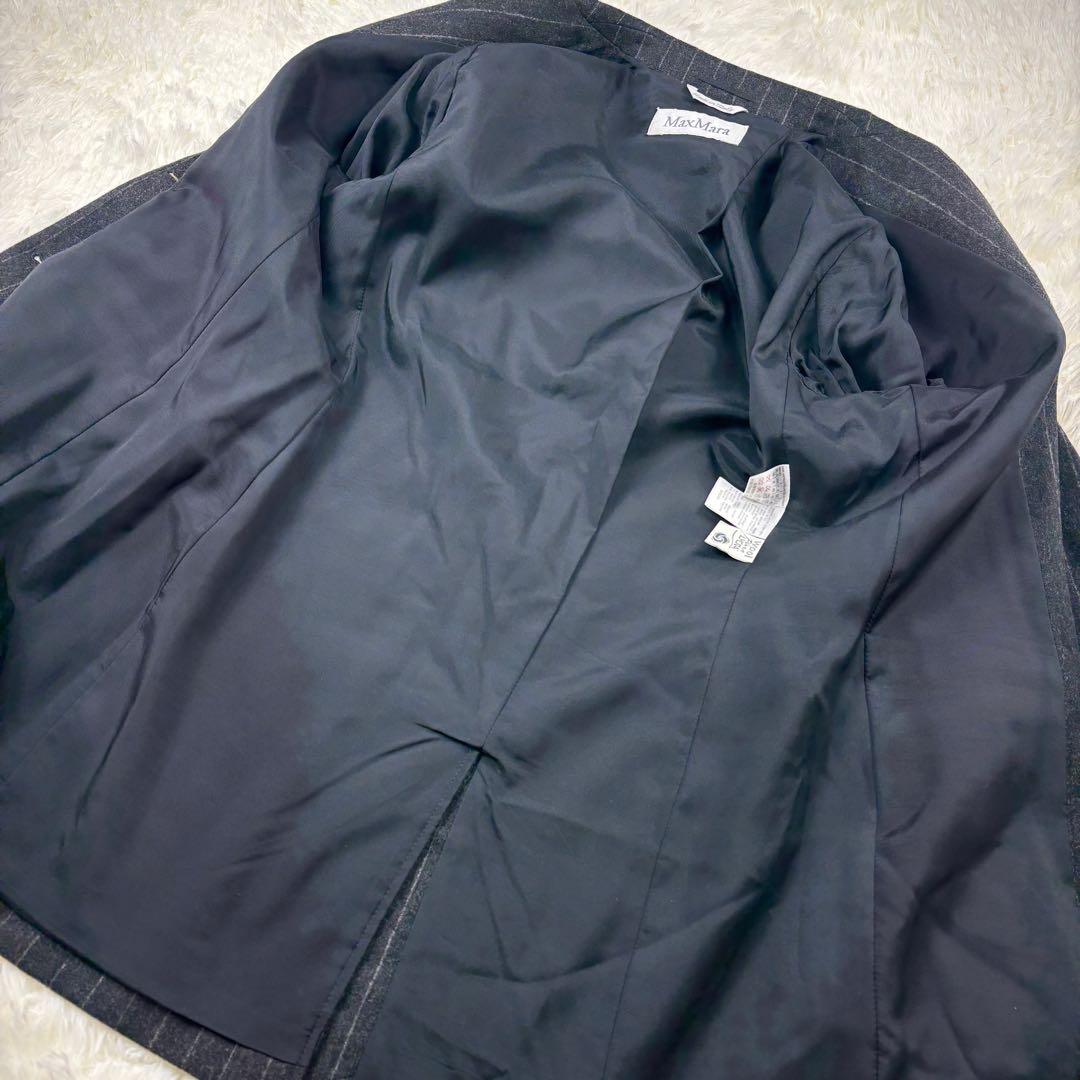 大きいサイズ 42◆美品◆白タグ MaxMara ストライプ ジャケット