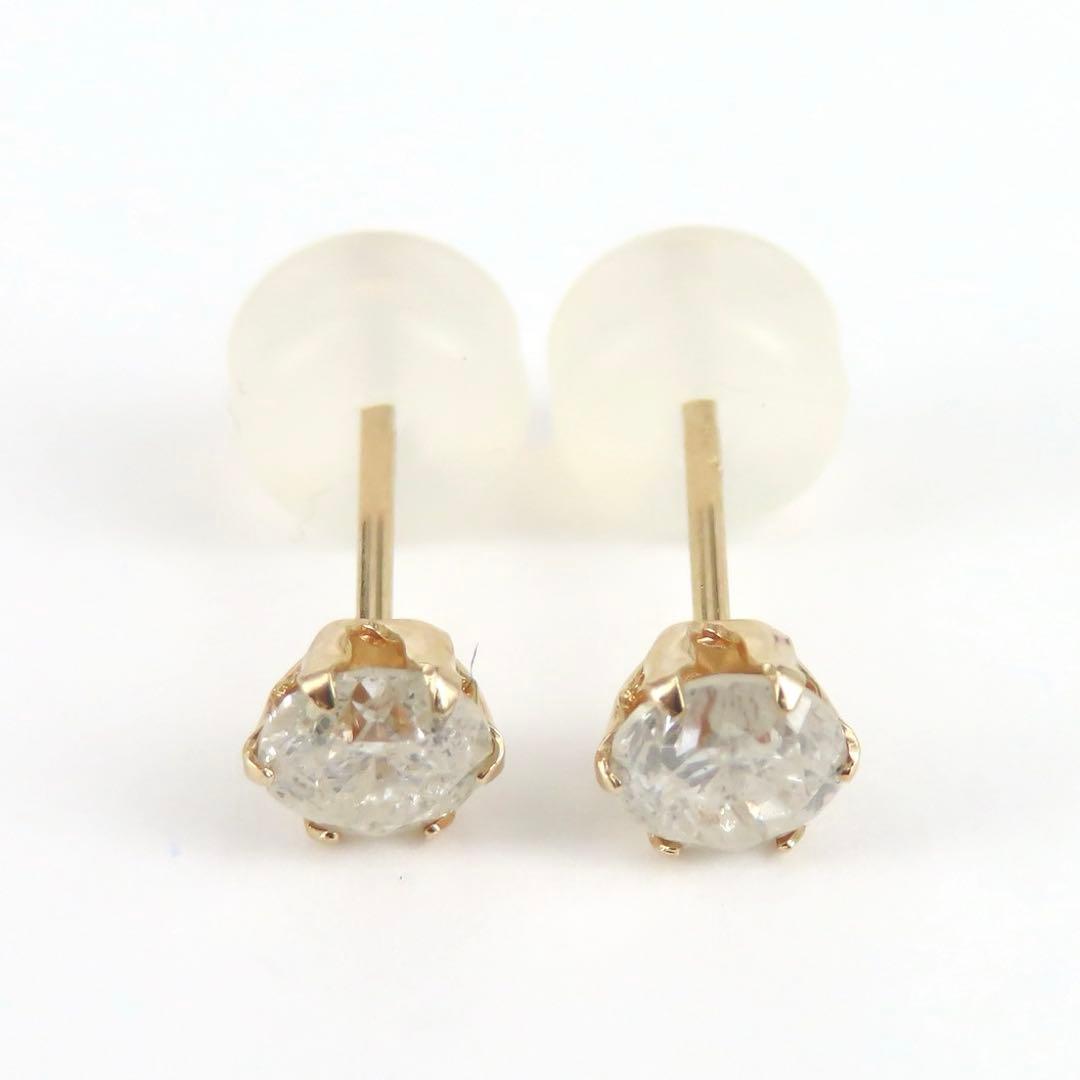 ハ*チ様 【本物保証】K10YG 天然ダイヤモンド 計0.50ct ピアス｜各0