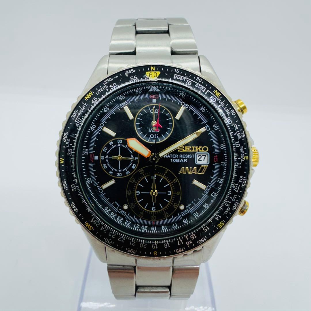 ✨セイコー✨ANAコラボ✨フライトマスター✨クロノグラフ✨タキメーター✨腕時計✨
