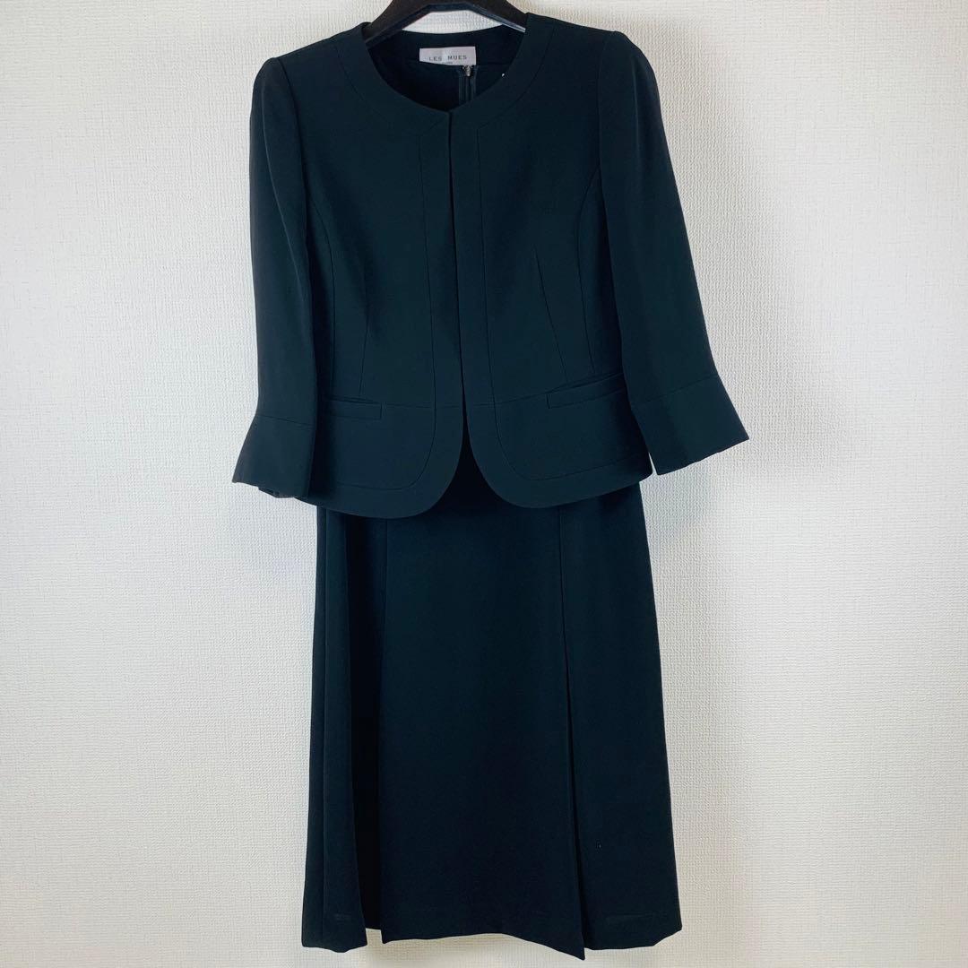 高級礼服 LES MUES ブラックフォーマル ジャケット ワンピース喪服S-M
