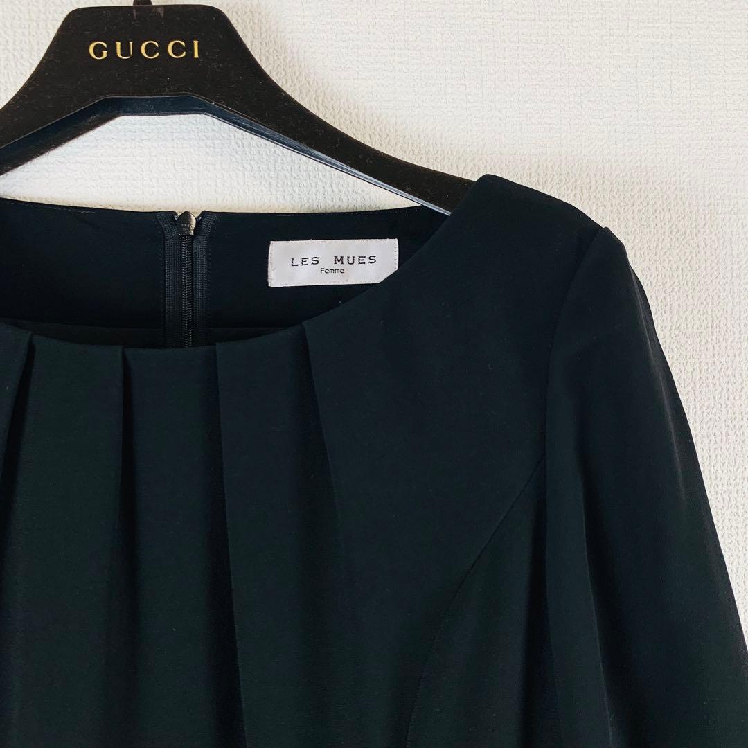 高級礼服 LES MUES ブラックフォーマル ジャケット ワンピース喪服S-M