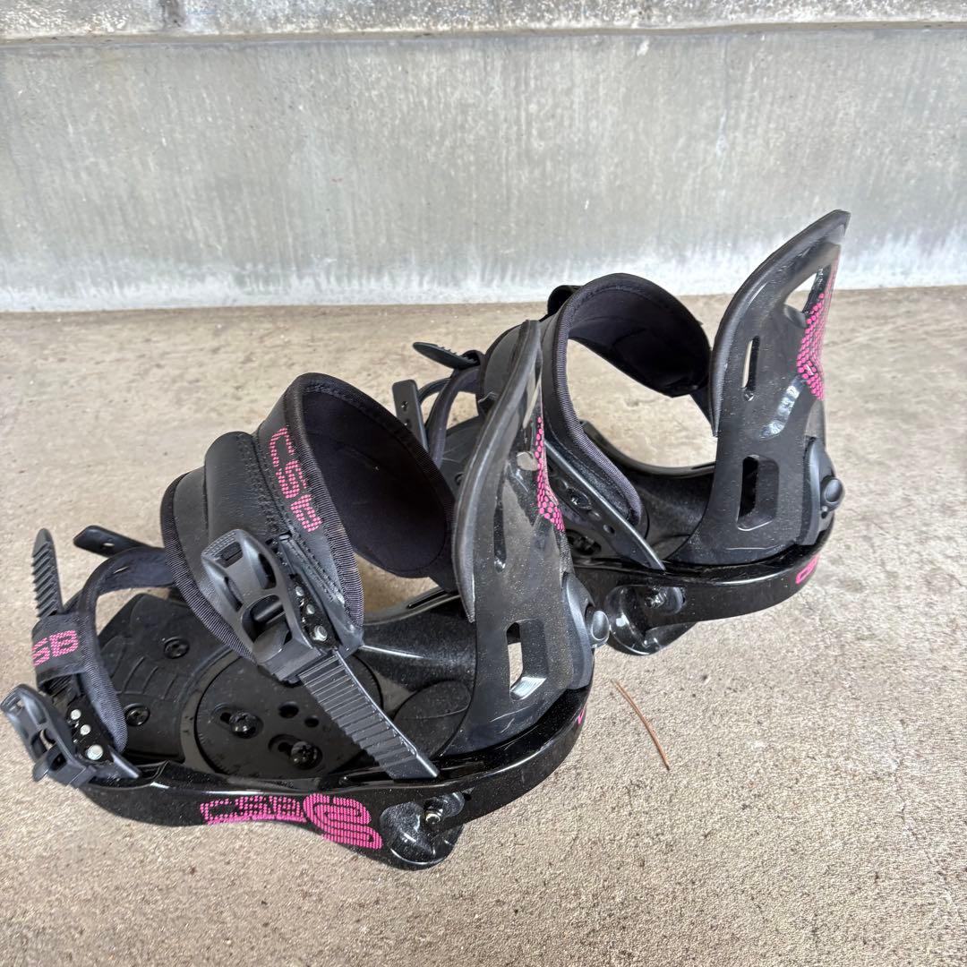 CSB スノーボード ビンディング サイズM ブラック×ピンク ディスク付 中古