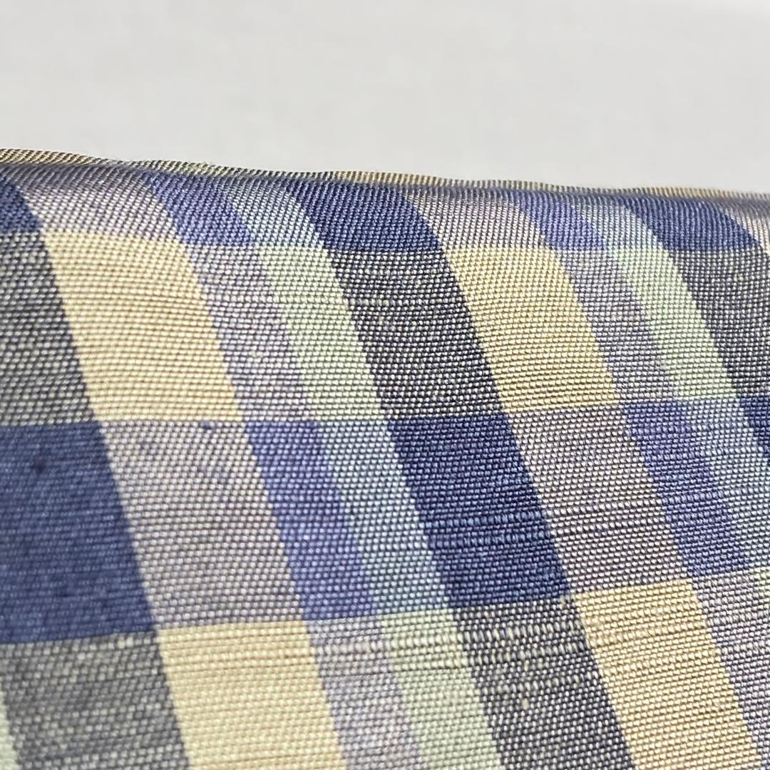 D154 菅原工房　菅原結　漢方染紬　格子柄　チェック　正絹　着物　袷　極美品