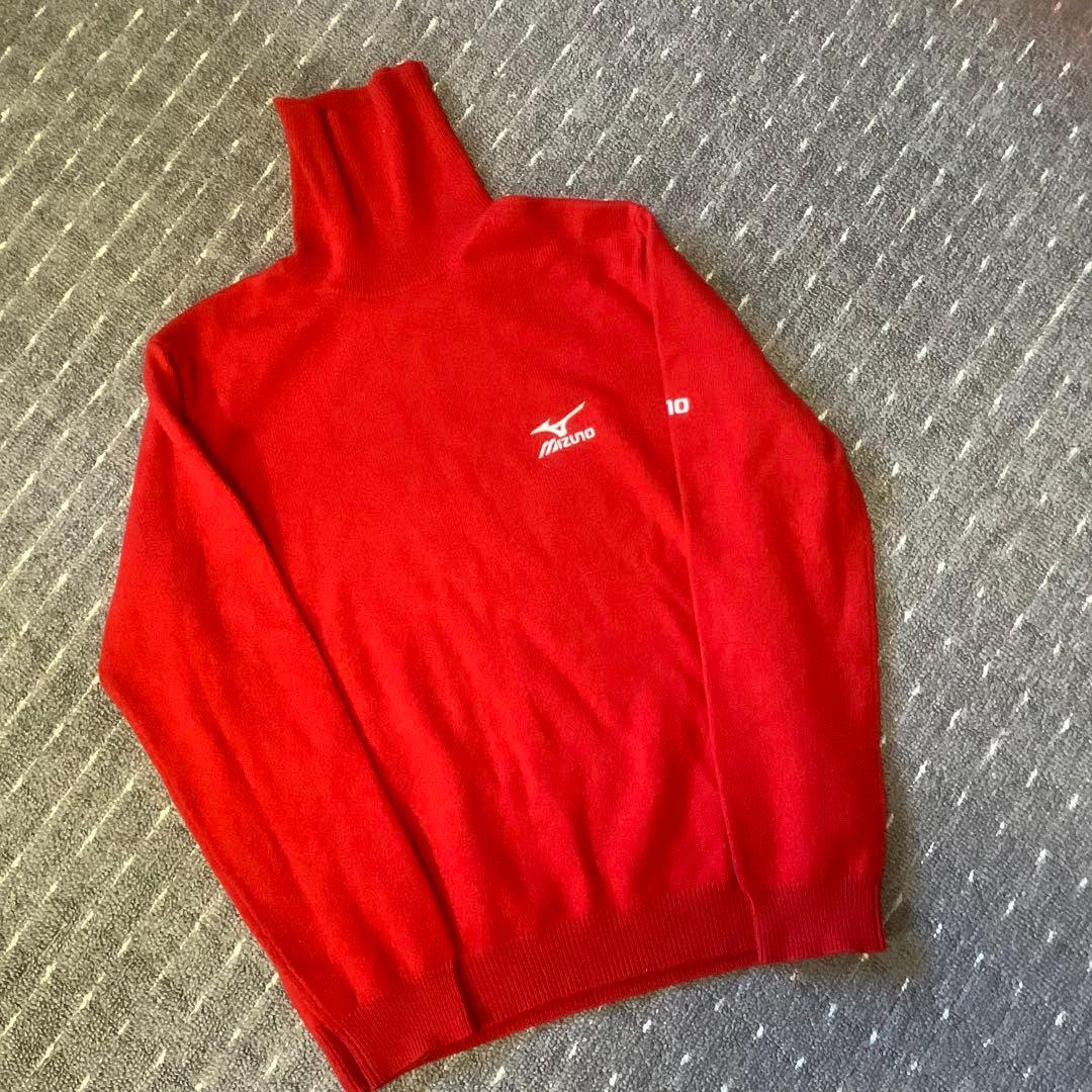【カシミア100%】ミズノ　MIZUNO タートルネックセーター　レッド　3L