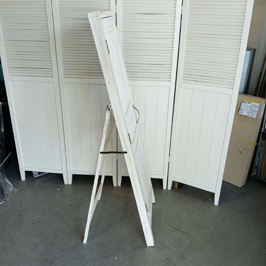 ホワイト シャビーシックス タンドミラー ヴィンテージ加工 0923-011