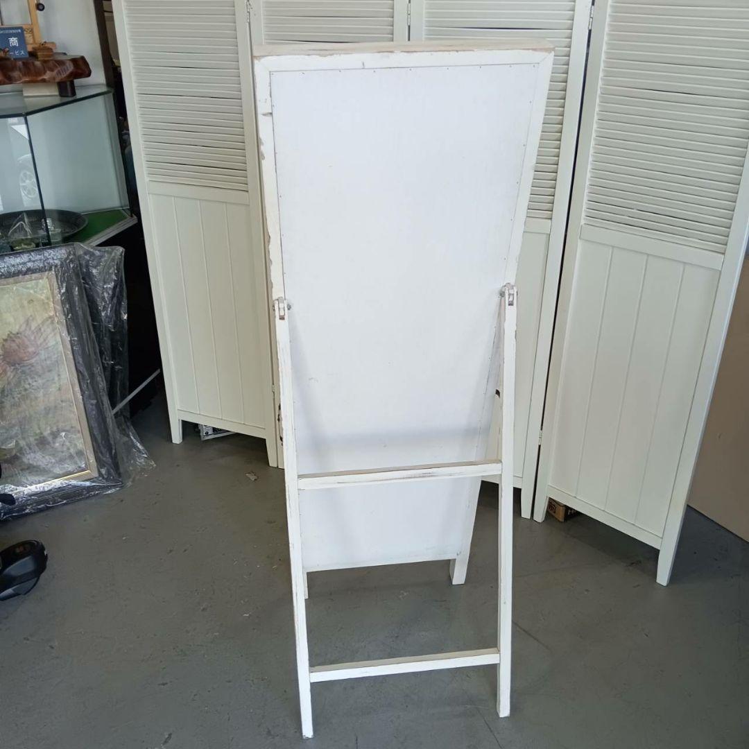 ホワイト シャビーシックス タンドミラー ヴィンテージ加工 0923-011