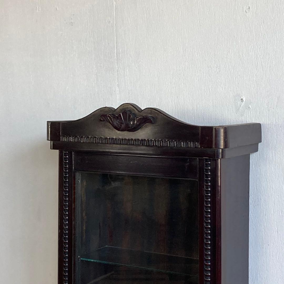 ケロリン 古い壁掛けガラスケース 3段 飾り棚 ガラスキャビネット