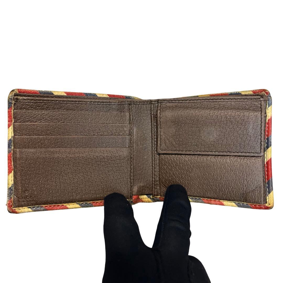 レア✨グッチ 二つ折りで ナイトクーリエ PVC UFO レザー ブラウン