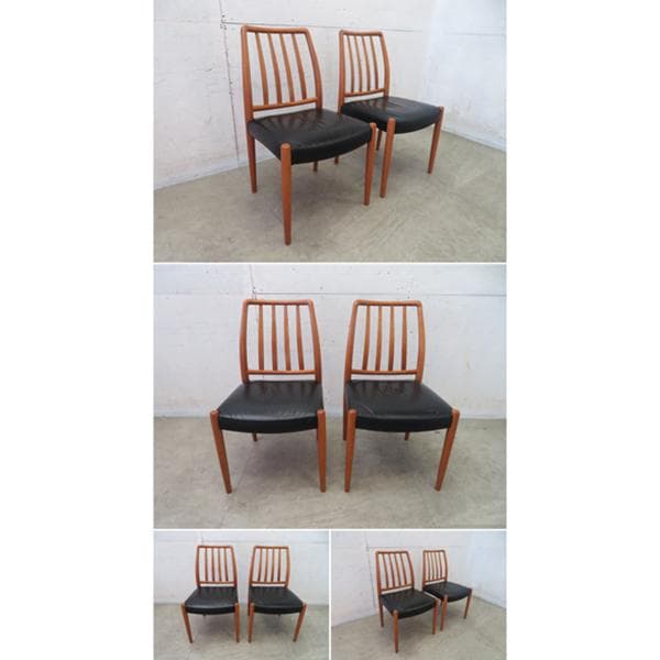 アクタス■日進木工■北欧デザイン■飛騨■本革■ダイニングチェア■ナラ材■2脚■