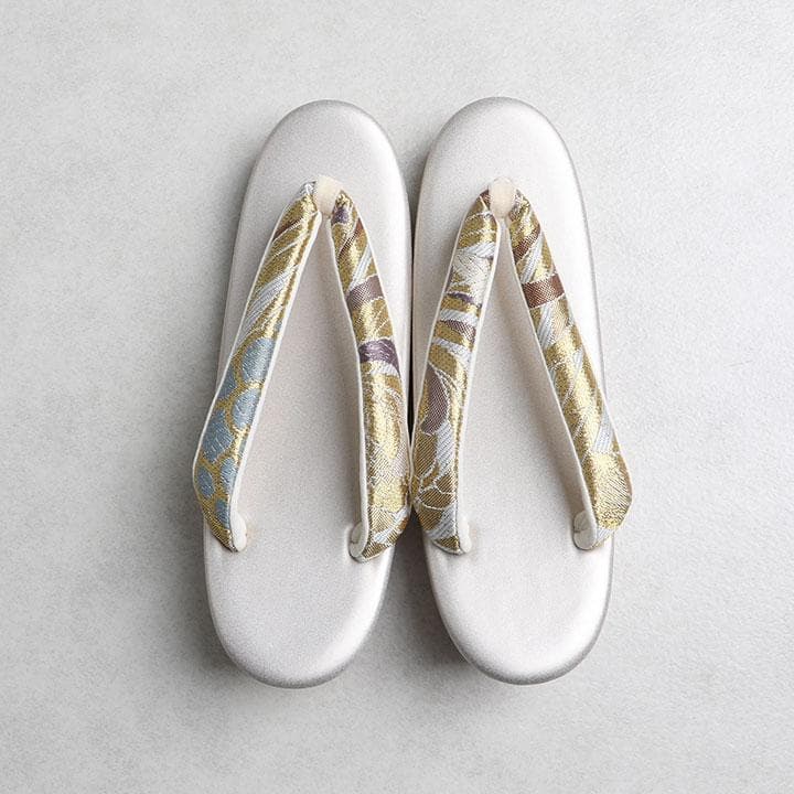 草履バッグセット　乱菊や草花柄　くすみ系　24cm 01671