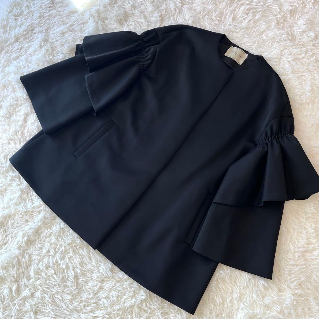 美品✨UNITED ARROWS SPONGY フレアスリーブ コート ブラック